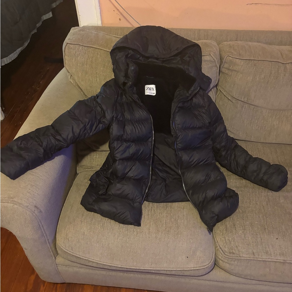 Zara Midnight Black Quilted Jacket